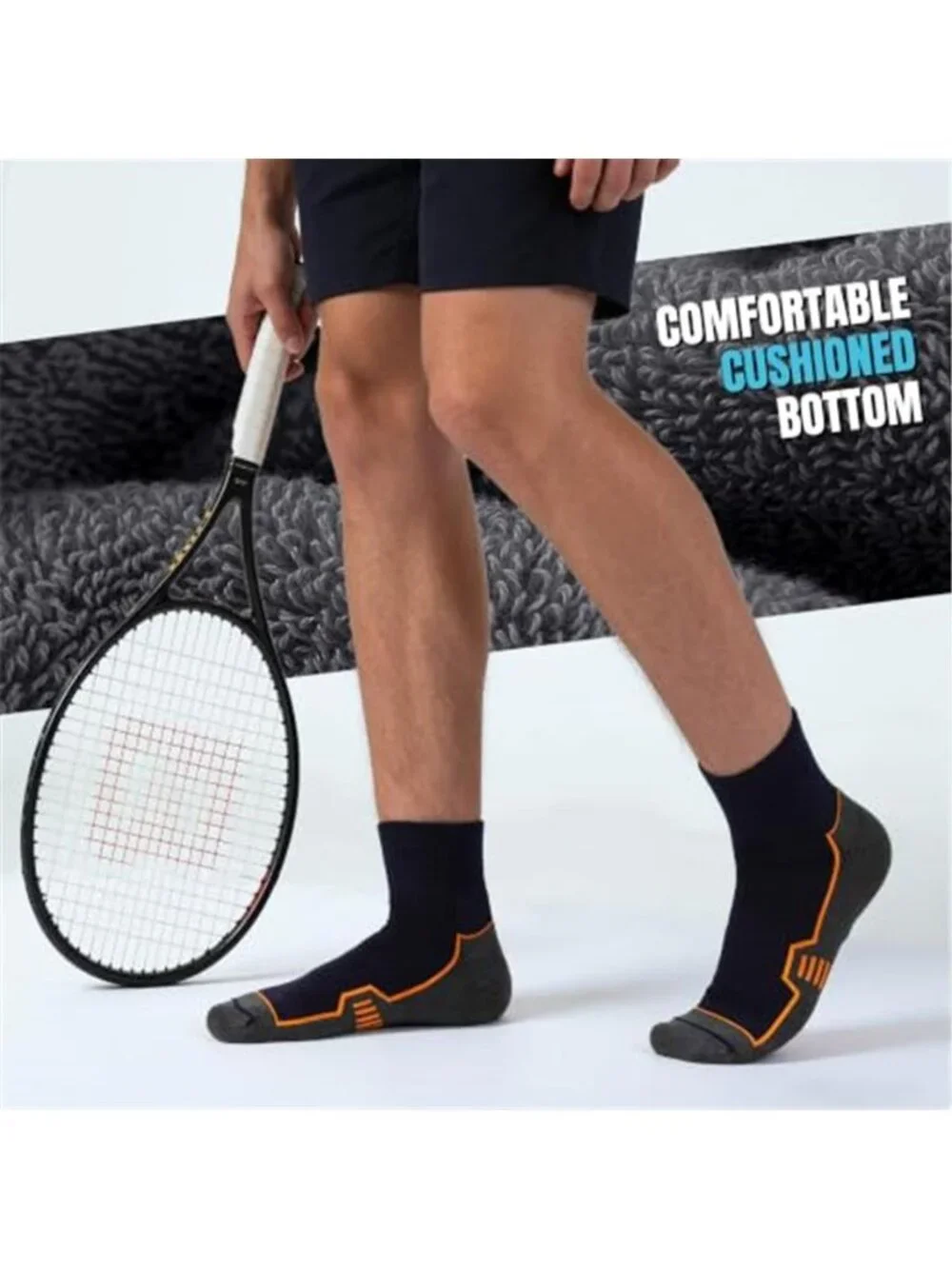 Men's Cushioned Ankle Socks, Athletic Running Gym Socks 6 Pairs